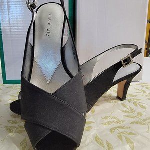 Black  Peau de Soie Sling Back  Pump 10W by David Tate
